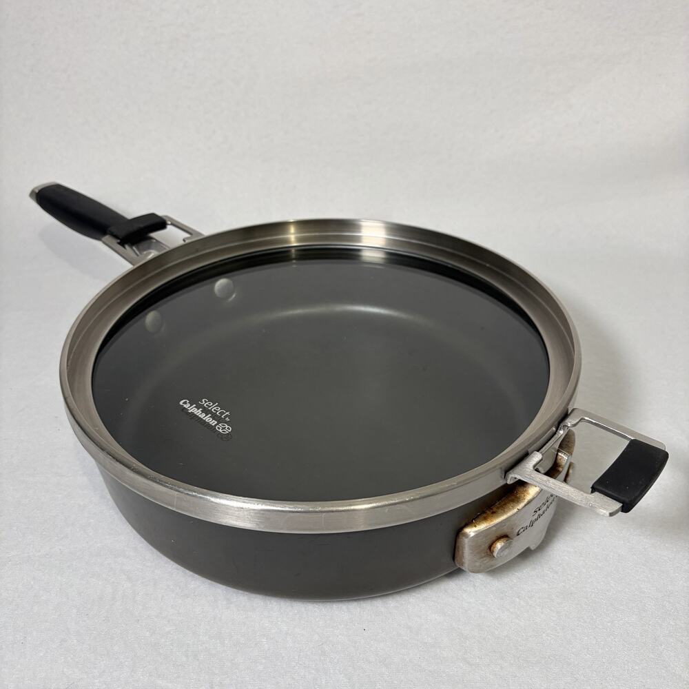 Calphalon 3 Quart Nonstick Frying Pan Dishwasher Safe Glass Lid Rubber Handle